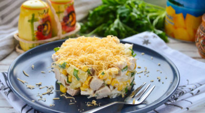Салат с курицей, ананасами и кукурузой: рецепт с фото пошагово